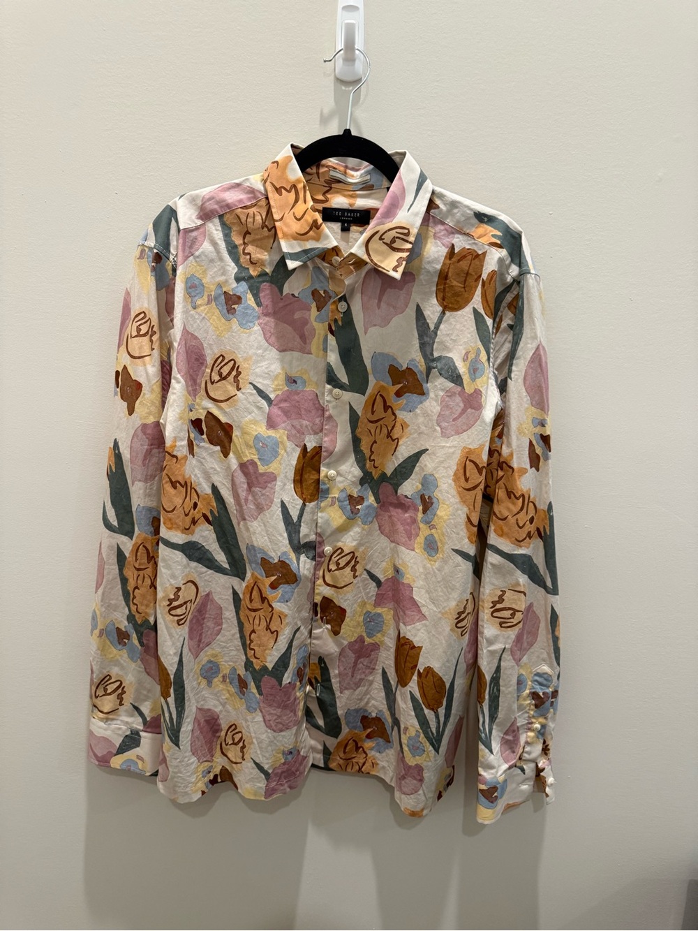 Ted Baker Multi Floral Button-Down Shirt - Cream, Pink, Mustard, Green